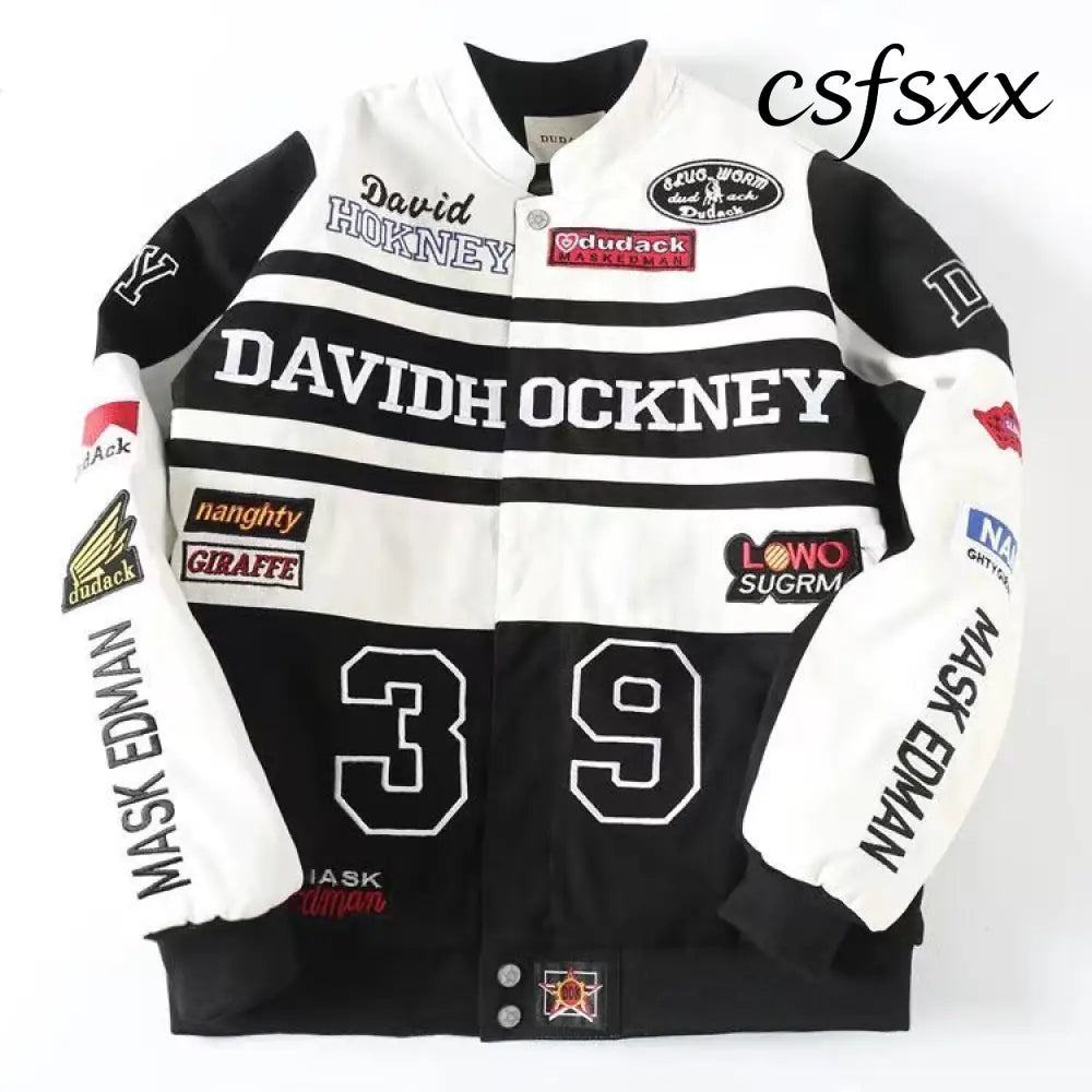 Heavy Industry Embroidery Coat New In Outdoor Stand Collar Racer Motorcycle Luxury Clothing Men Women Racing Biker