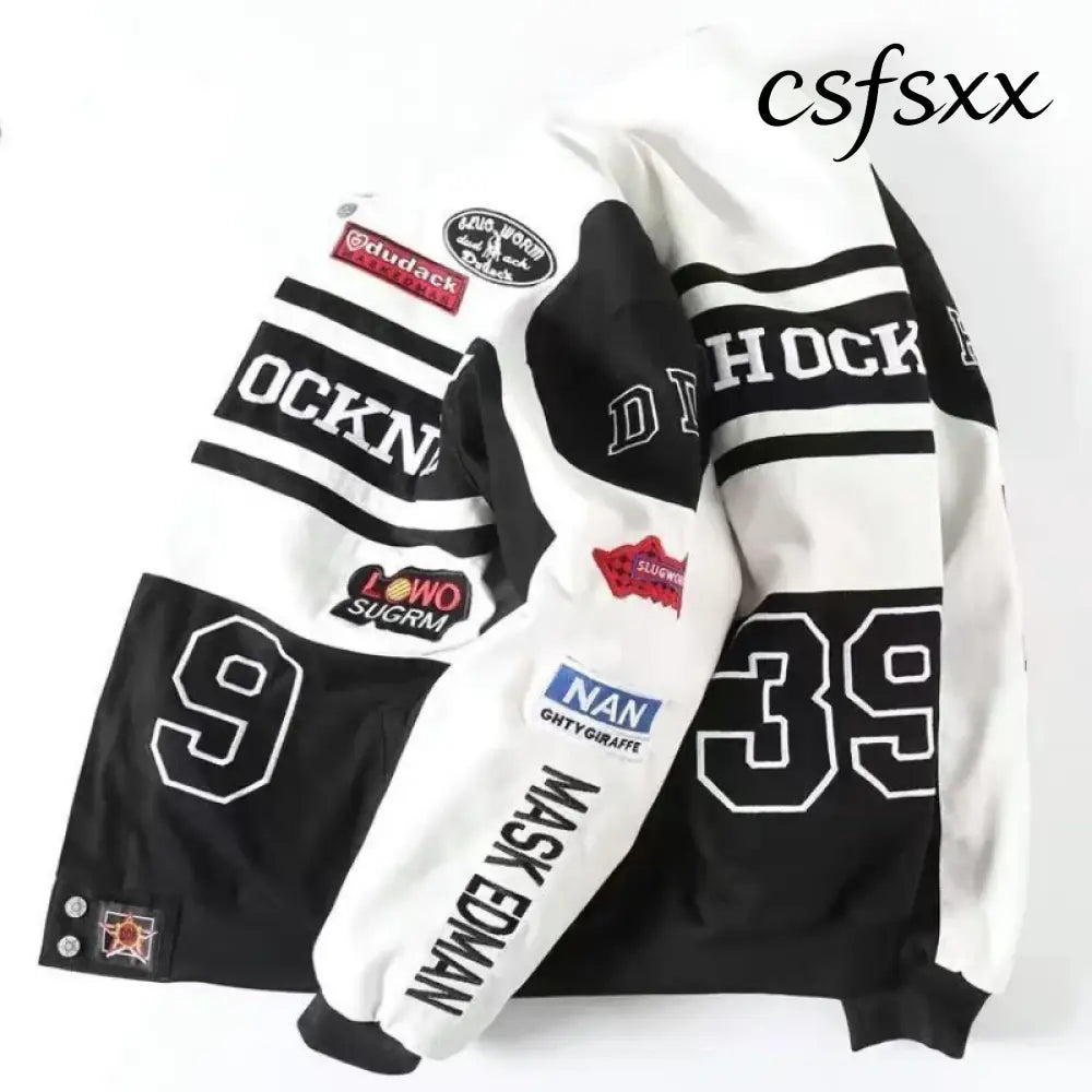 Heavy Industry Embroidery Coat New In Outdoor Stand Collar Racer Motorcycle Luxury Clothing Men Women Racing Biker