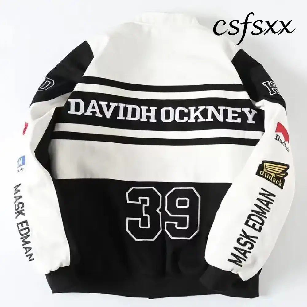 Heavy Industry Embroidery Coat New In Outdoor Stand Collar Racer Motorcycle Luxury Clothing Men Women Racing Biker