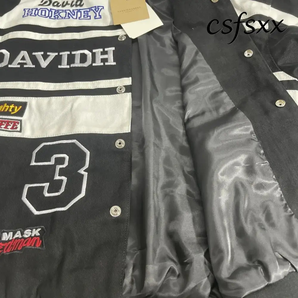 Heavy Industry Embroidery Coat New In Outdoor Stand Collar Racer Motorcycle Luxury Clothing Men Women Racing Biker