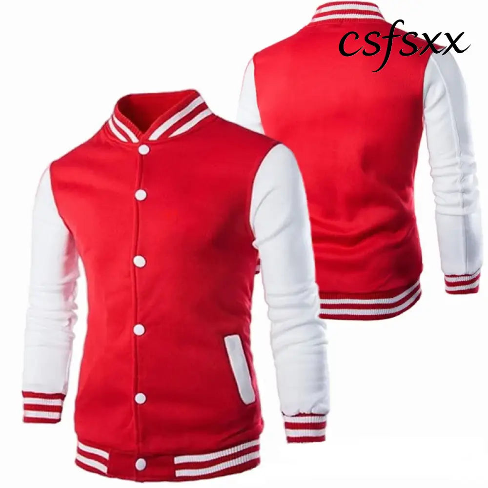 Hoodies Men Baseball Jacket Men Fashion Design Wine Red Mens Slim Fit College Varsity Jacket Men Harajuku Boy Sweatshirt