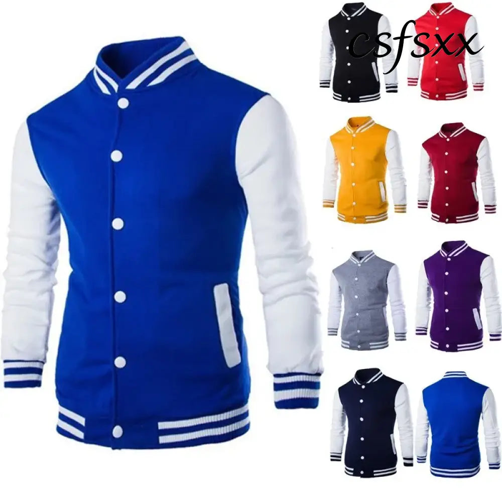 Hoodies Men Baseball Jacket Men Fashion Design Wine Red Mens Slim Fit College Varsity Jacket Men Harajuku Boy Sweatshirt