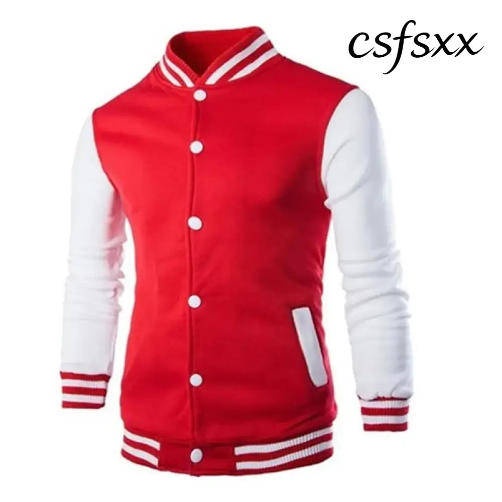 Hoodies Men Baseball Jacket Men Fashion Design Wine Red Mens Slim Fit College Varsity Jacket Men Harajuku Boy