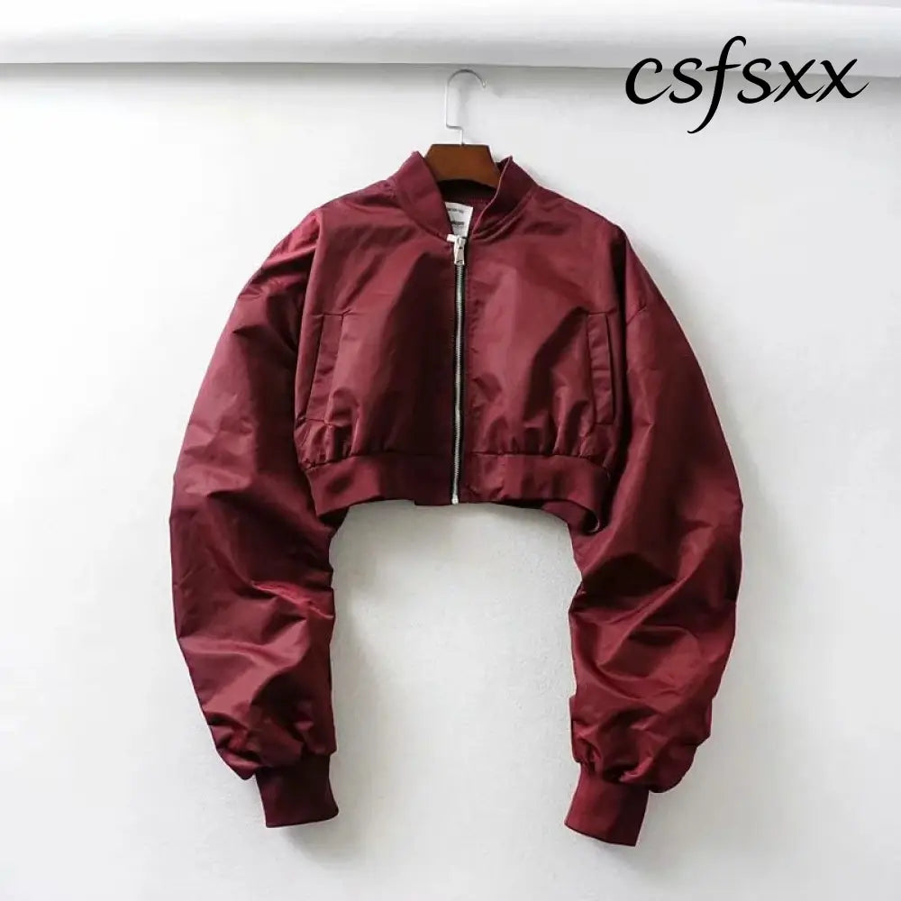 Loose pilot jacket - Wine Red / M - Korean