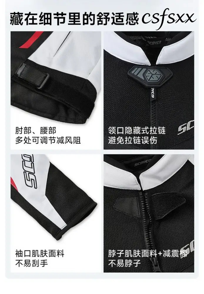 Men Spring Summer Breathable Mesh SCOYCO Motorcycle Riding Jacket Cycling Equipment Motorcyclist Clothing 600D Oxford