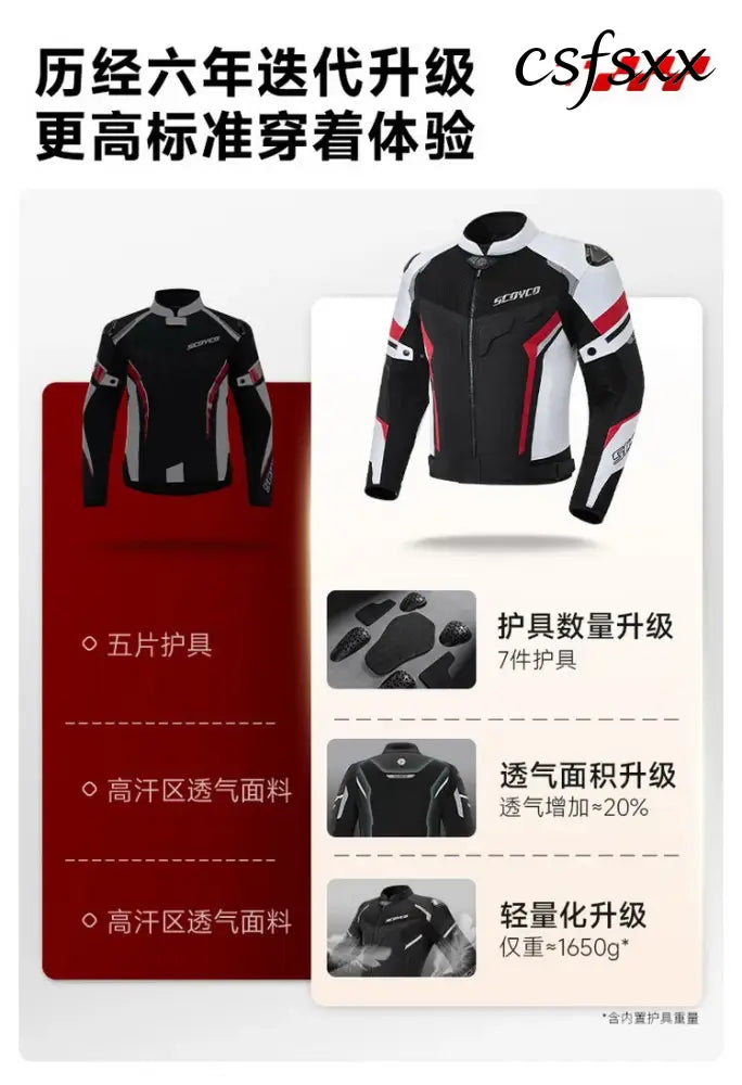 Men Spring Summer Breathable Mesh SCOYCO Motorcycle Riding Jacket Cycling Equipment Motorcyclist Clothing 600D Oxford