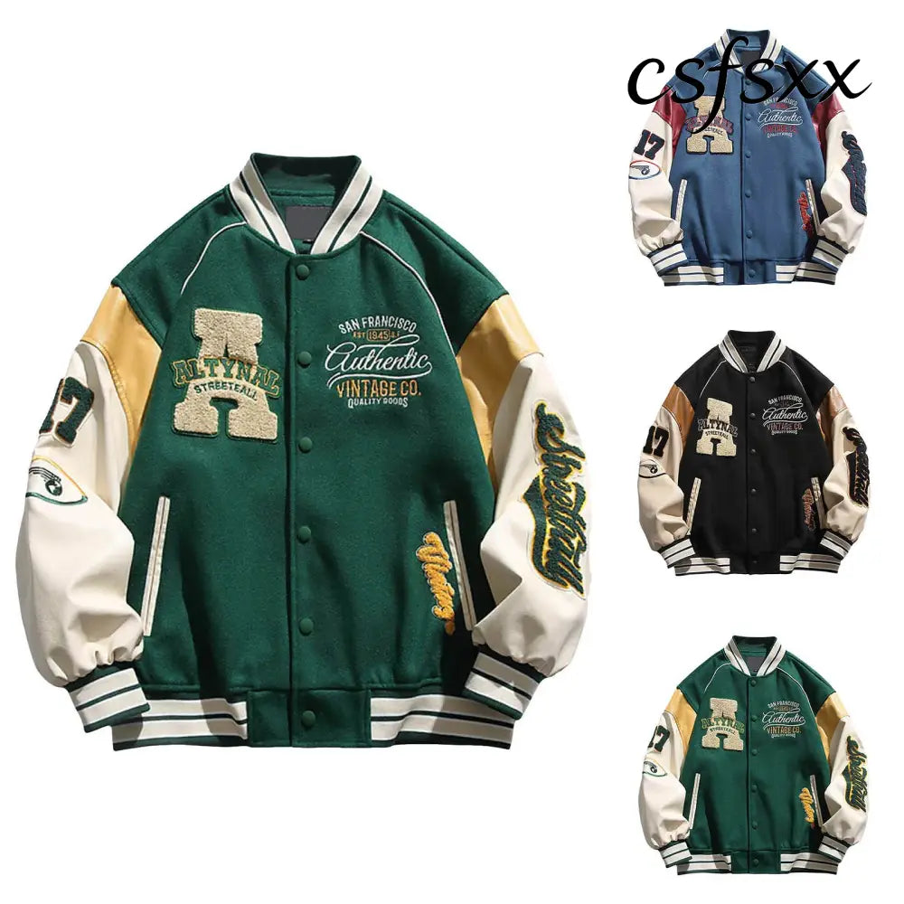 Men Women Vintage Bomber Jacket Boy Harajuku Varsity Baseball Jackets Korean Fashion College Uniform Oversized Y2k