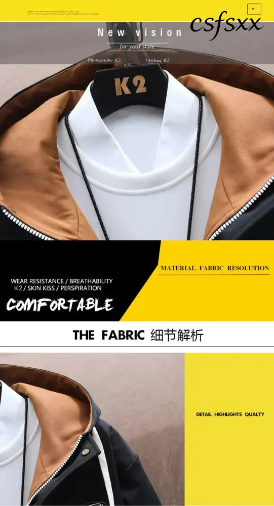 Men’s Casual Hooded Jackets Autumn Patchwork Thin Coats Outwear Top Windbreaker Streetwear Clothing Plus Size