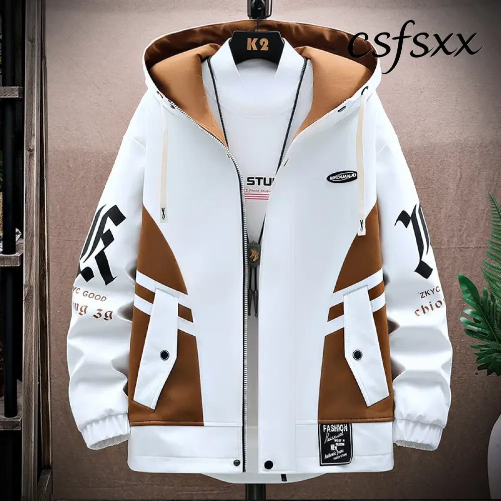 Men’s Casual Hooded Jackets Autumn Patchwork Thin Coats Outwear Top Windbreaker Streetwear Clothing Plus Size