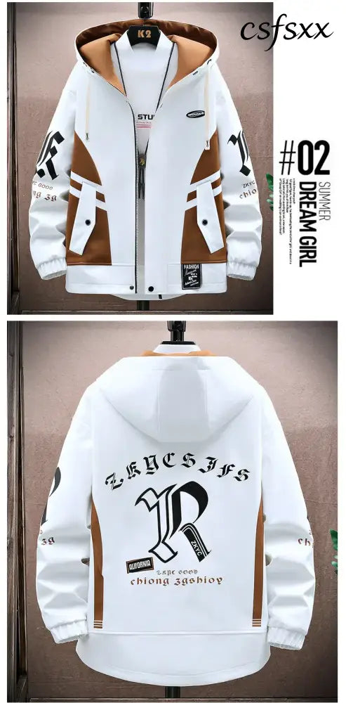 Men’s Casual Hooded Jackets Autumn Patchwork Thin Coats Outwear Top Windbreaker Streetwear Clothing Plus Size
