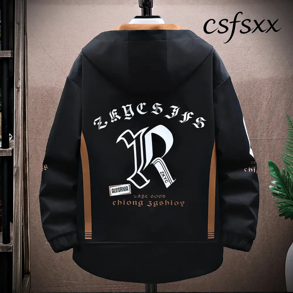 Men’s Casual Hooded Jackets Autumn Patchwork Thin Coats Outwear Top Windbreaker Streetwear Clothing Plus Size