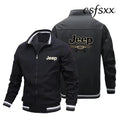 Men’s Fashion Jeep Style Bomber Jacket Casual Striped Trim Zipper Up Windbreaker Streetwear Hip Hop Loose Fit Coat for