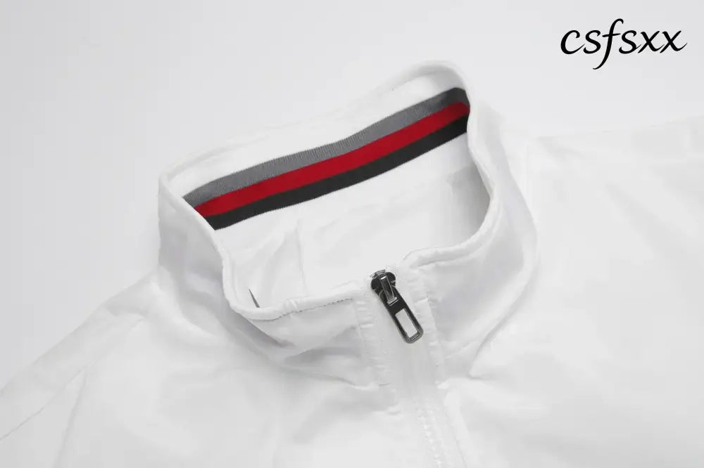 Men’s Fashion Jeep Style Bomber Jacket Casual Striped Trim Zipper Up Windbreaker Streetwear Hip Hop Loose Fit Coat for