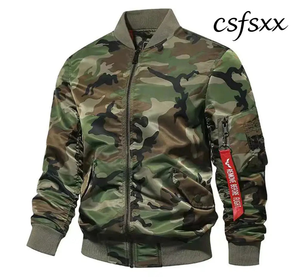 Men’s Spring Fall Lightweight Camouflage Bomber Jacket Windbreaker Softshell Varsity Jackets Men Golf Fashion