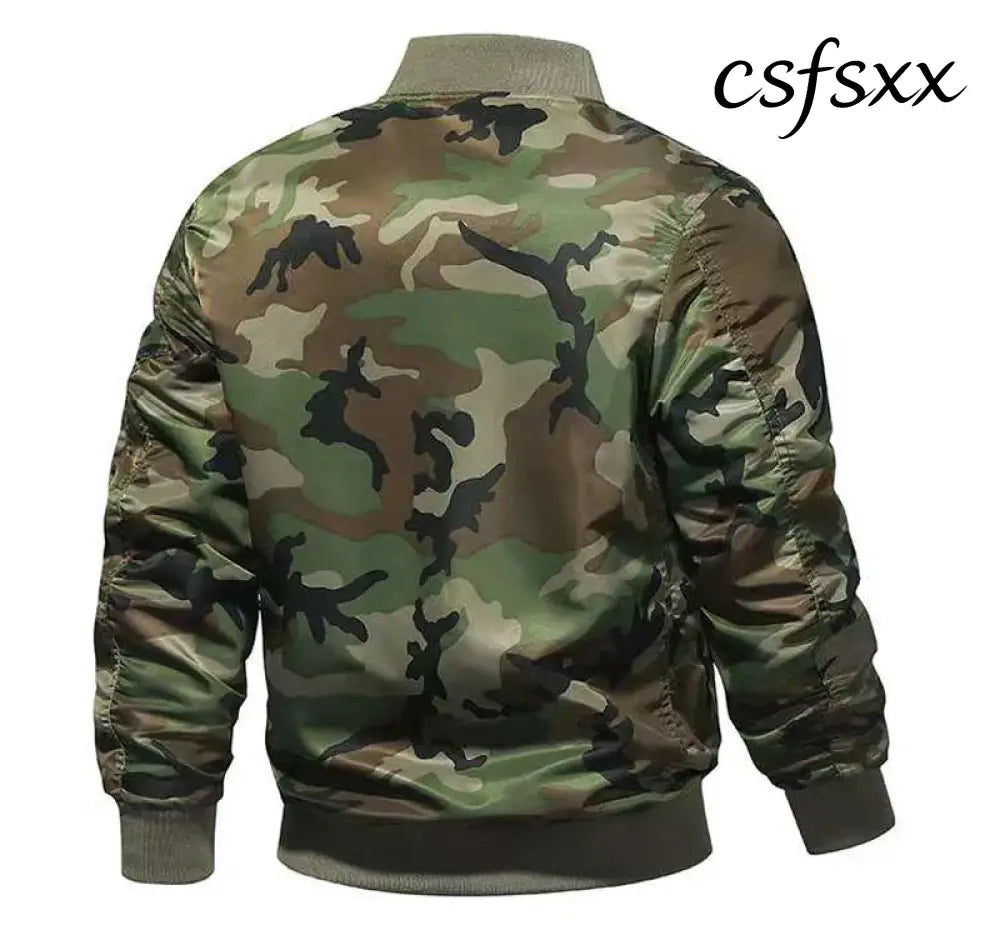 Men’s Spring Fall Lightweight Camouflage Bomber Jacket Windbreaker Softshell Varsity Jackets Men Golf Fashion