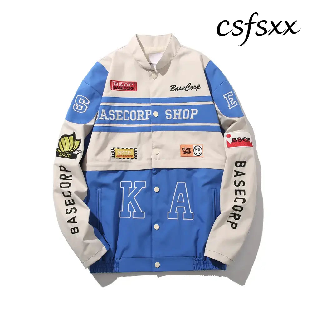 New autumn and winter baseball jacket for women casual stand collar long sleeved loose fitting women’s motorcycle suit