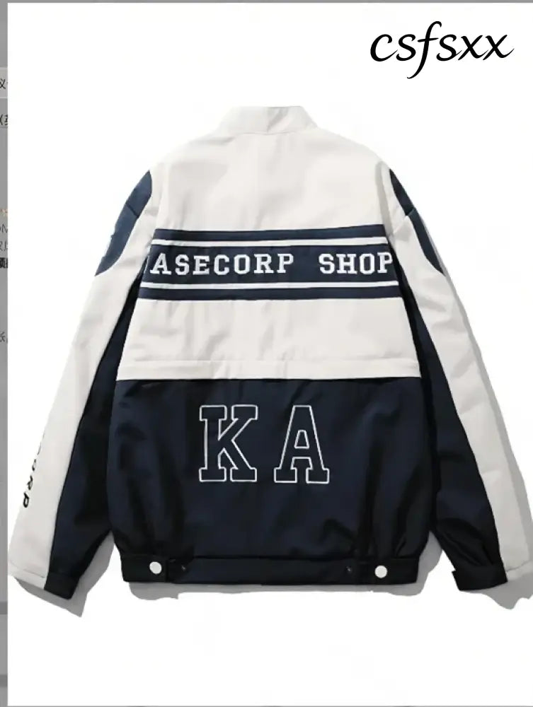 New autumn and winter baseball jacket for women casual stand collar long sleeved loose fitting women’s motorcycle suit