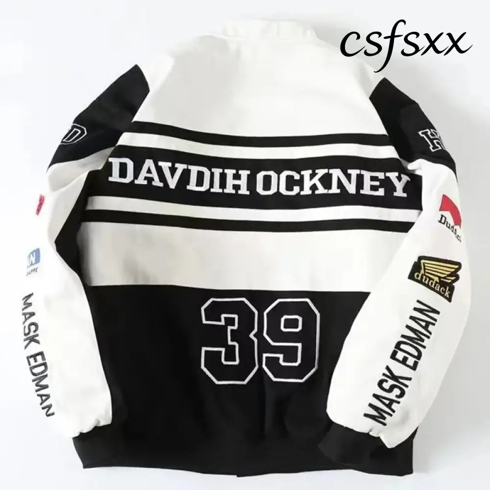 New Embroidery Motorcycle Racing Jacket for Men Women Spring Autumn Long Sleeve American Bombers Baseball Coat Hip Hop