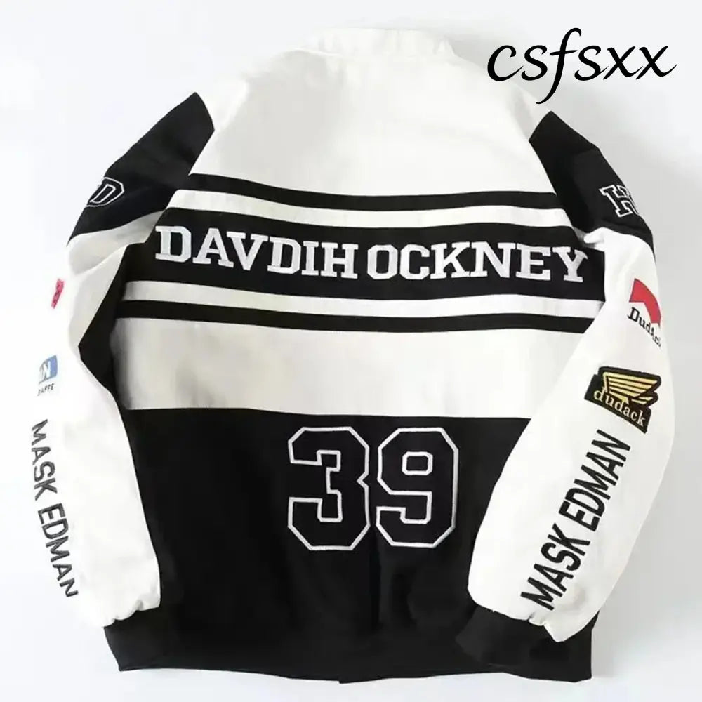 New Embroidery Motorcycle Racing Jacket for Men Women Spring Autumn Long Sleeve American Bombers Baseball Coat Hip Hop