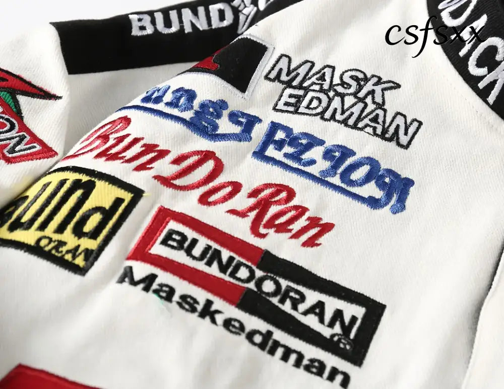 New racing style niche design jacket heavyweight cotton letter embroidered men’s jacket