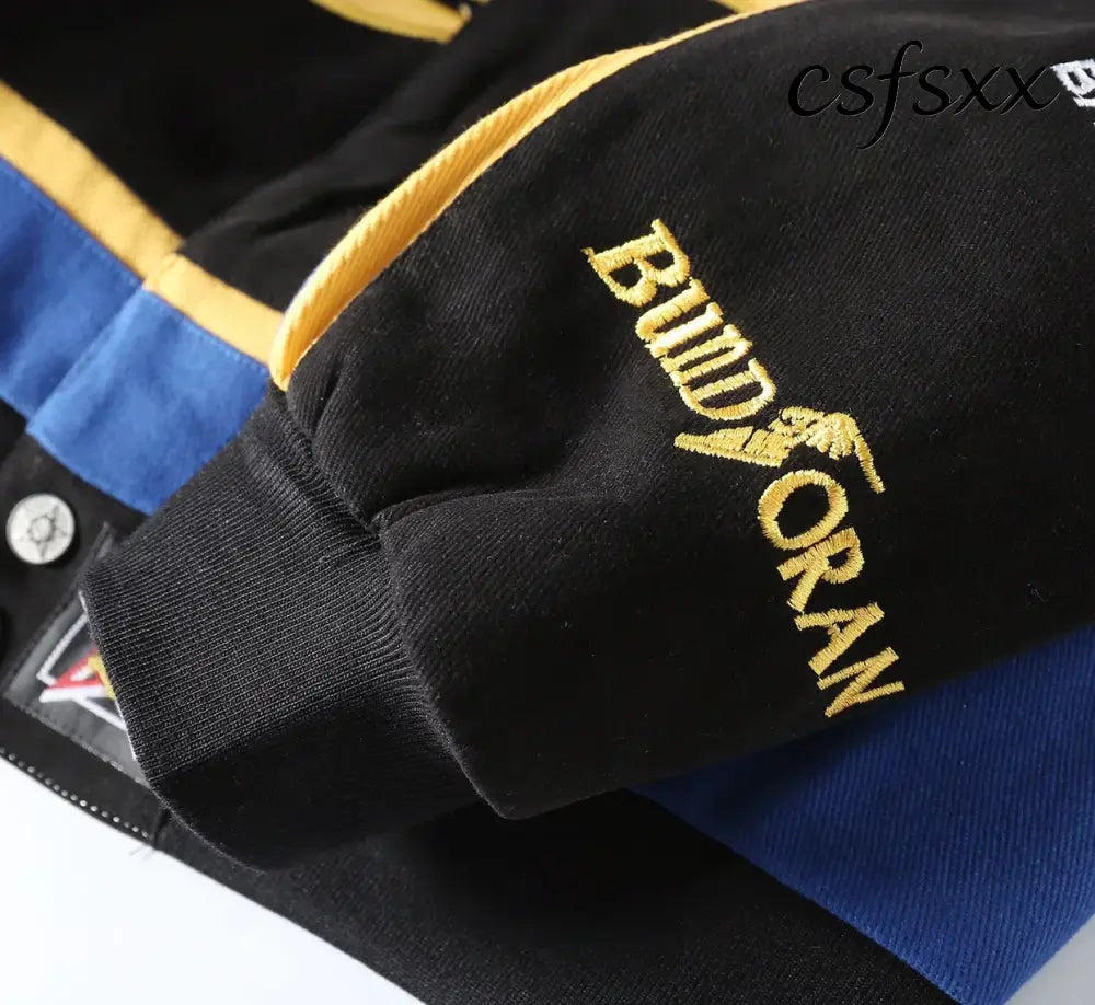 New racing style niche design jacket heavyweight cotton letter embroidered men’s jacket