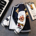 Retro American Patchwork Embroidery Baseball Jacket Loose Casual Woolen Coat for Men And Women Street Style Outerwear