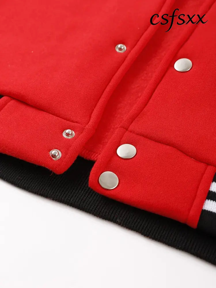 Roma First Change Print Male Jacket All-Match Fleece Baseball Jersey Vintage Casual Clothes Autumn Warm Loose Mens Coat