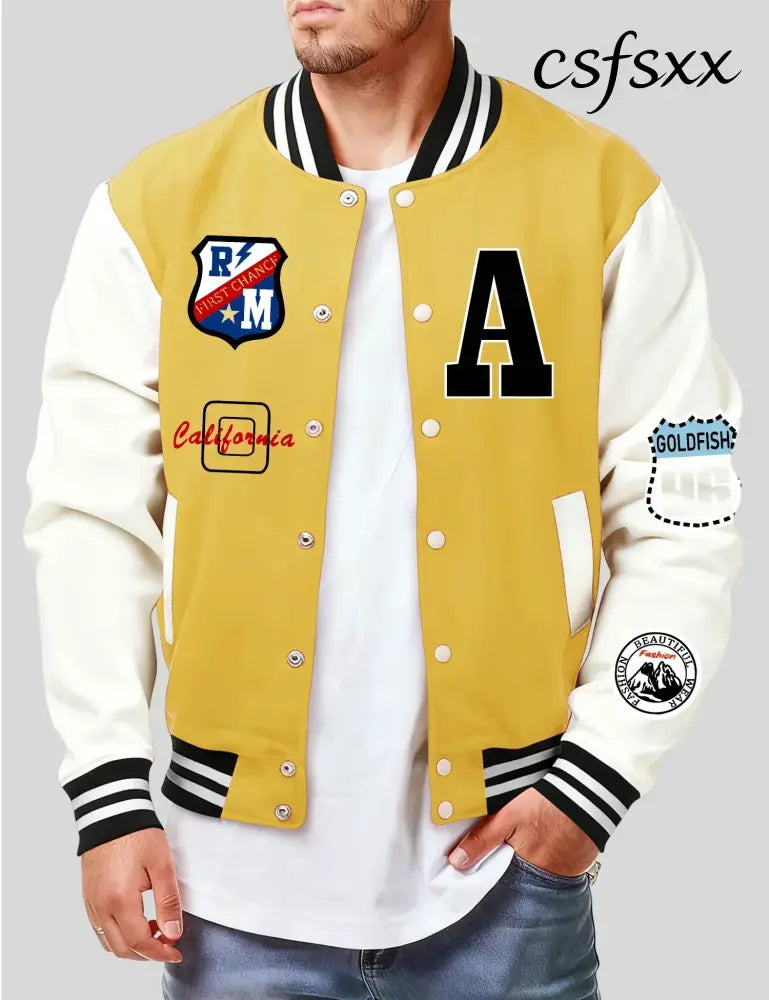 Roma First Change Print Male Jacket All-Match Fleece Baseball Jersey Vintage Casual Clothes Autumn Warm Loose Mens Coat