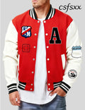 Roma First Change Print Male Jacket All-Match Fleece Baseball Jersey Vintage Casual Clothes Autumn Warm Loose Mens Coat
