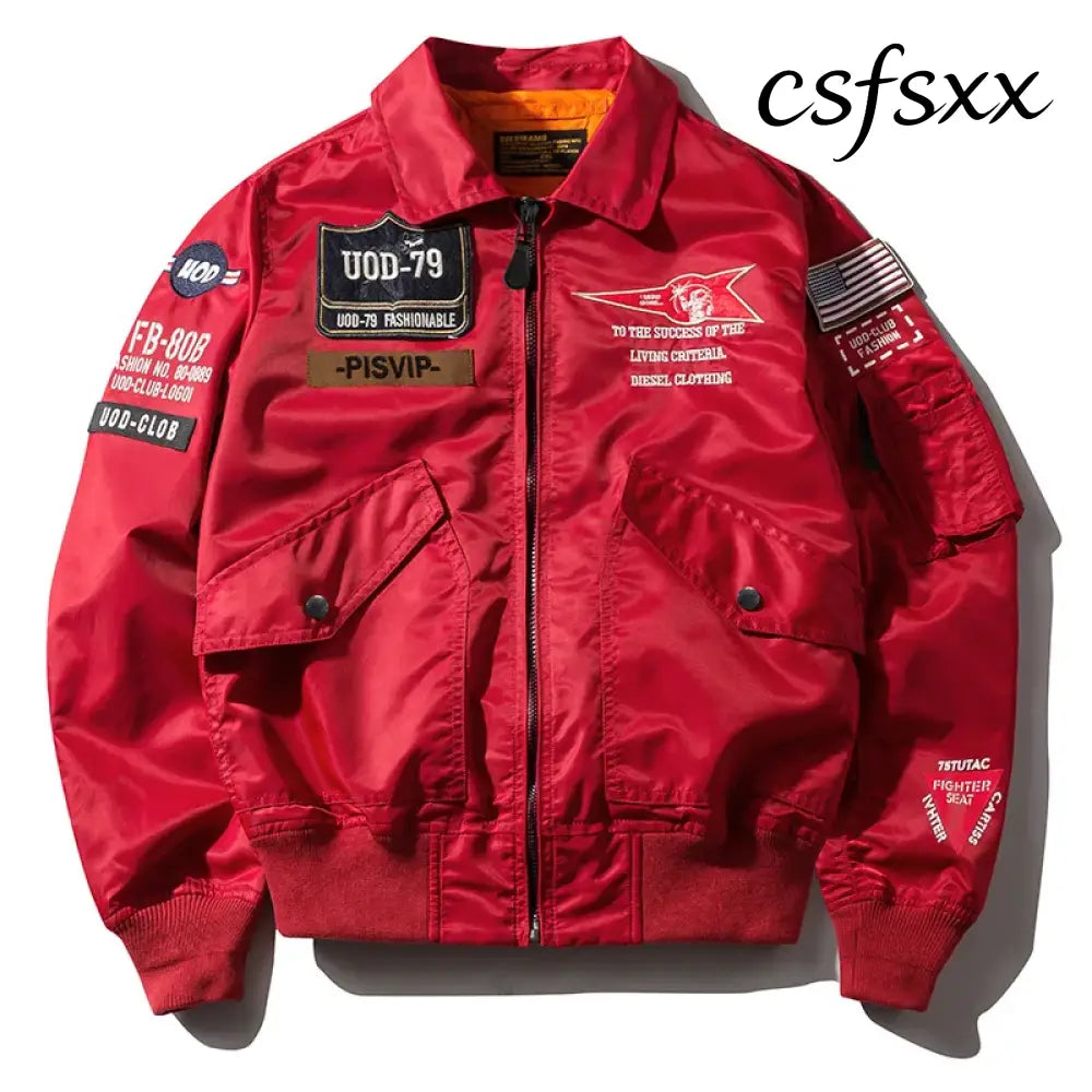 Spring Autumn Male Jackets Thin Army Green Motorcycle Ma-1 Aviator Pilot Air Men Bomber Jacket Embroidery Lapel