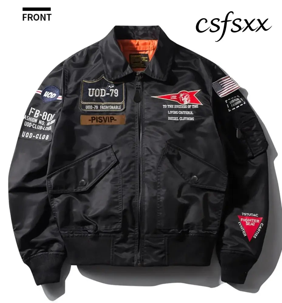 Spring Autumn Male Jackets Thin Army Green Motorcycle Ma-1 Aviator Pilot Air Men Bomber Jacket Embroidery Lapel