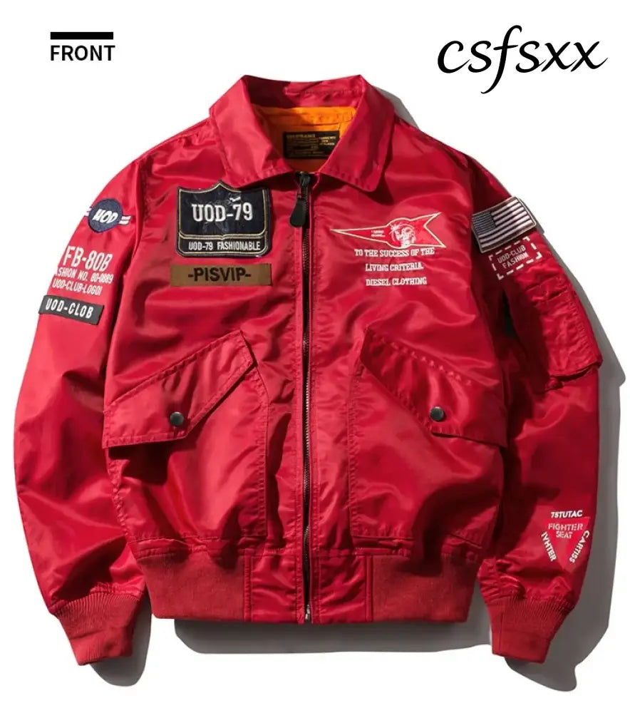 Spring Autumn Male Jackets Thin Army Green Motorcycle Ma-1 Aviator Pilot Air Men Bomber Jacket Embroidery Lapel
