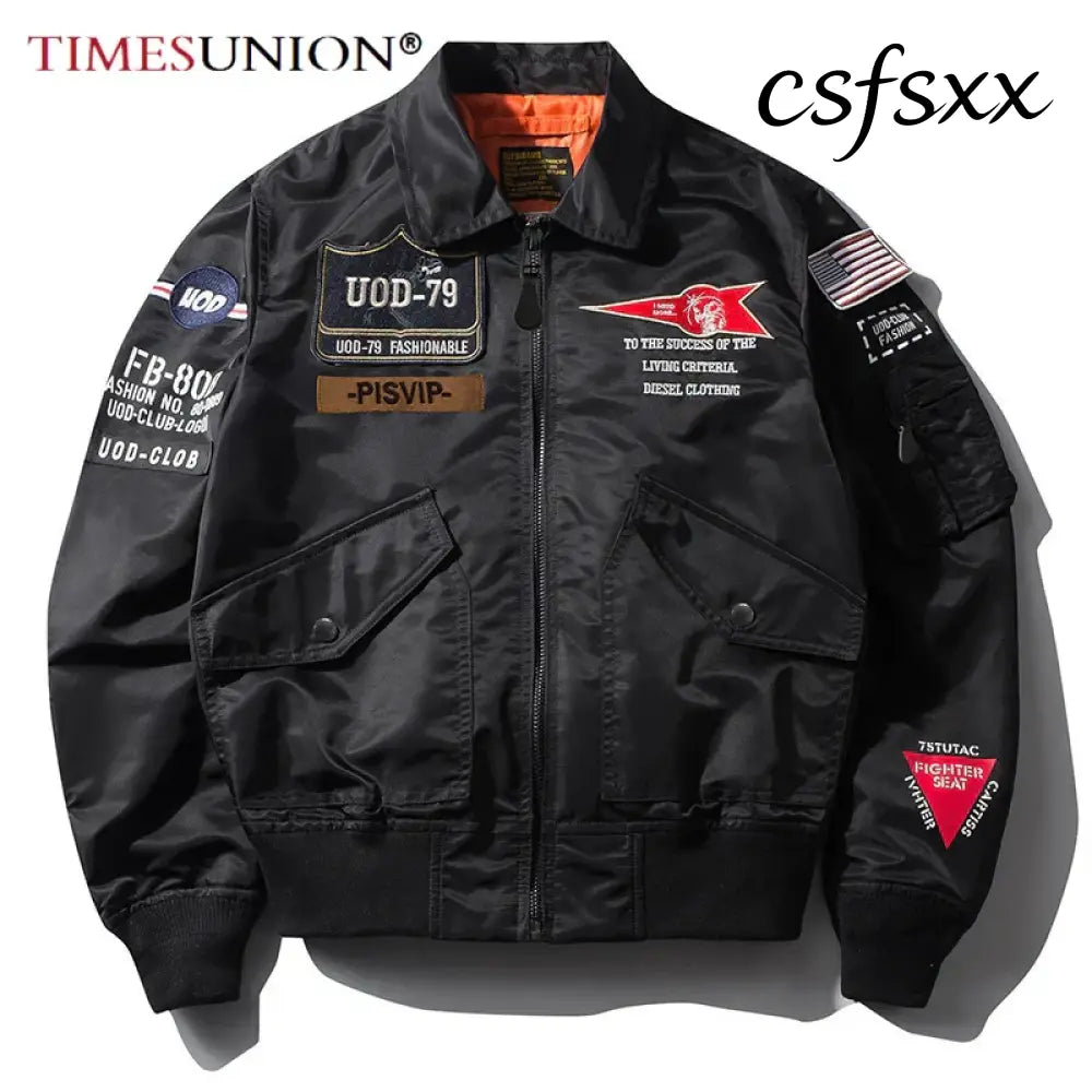 Spring Autumn Male Jackets Thin Army Green Motorcycle Ma-1 Aviator Pilot Air Men Bomber Jacket Embroidery Lapel