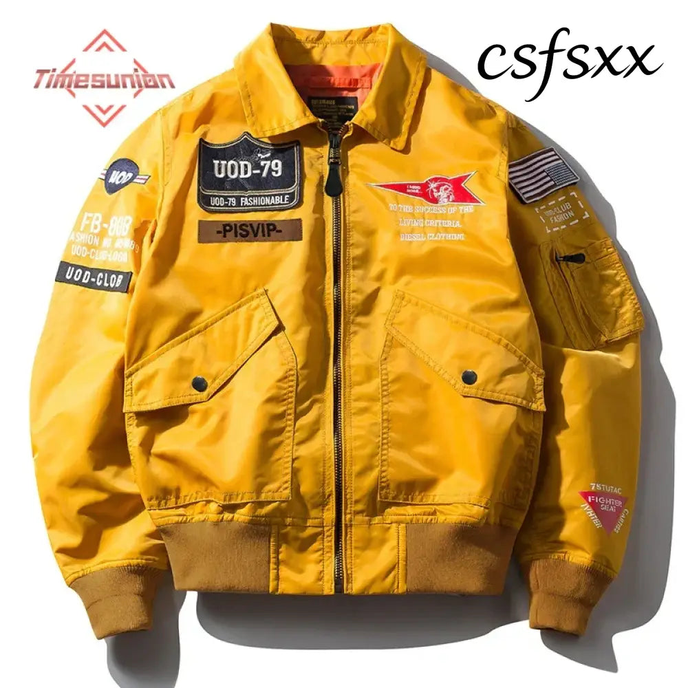 Spring Autumn Male Jackets Thin Army Green Motorcycle Ma-1 Aviator Pilot Air Men Bomber Jacket Embroidery Lapel