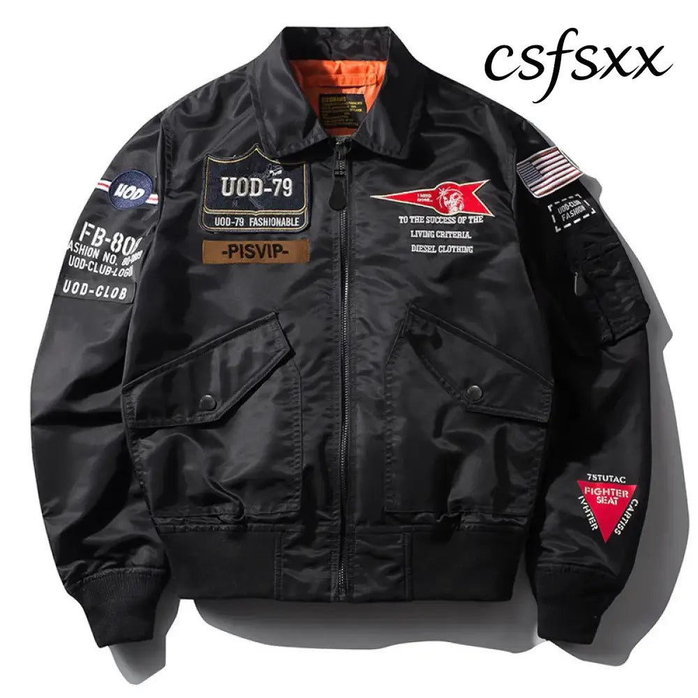 Spring Autumn Male Jackets Thin Army Green Motorcycle Ma-1 Aviator Pilot Air Men Bomber Jacket Embroidery Lapel