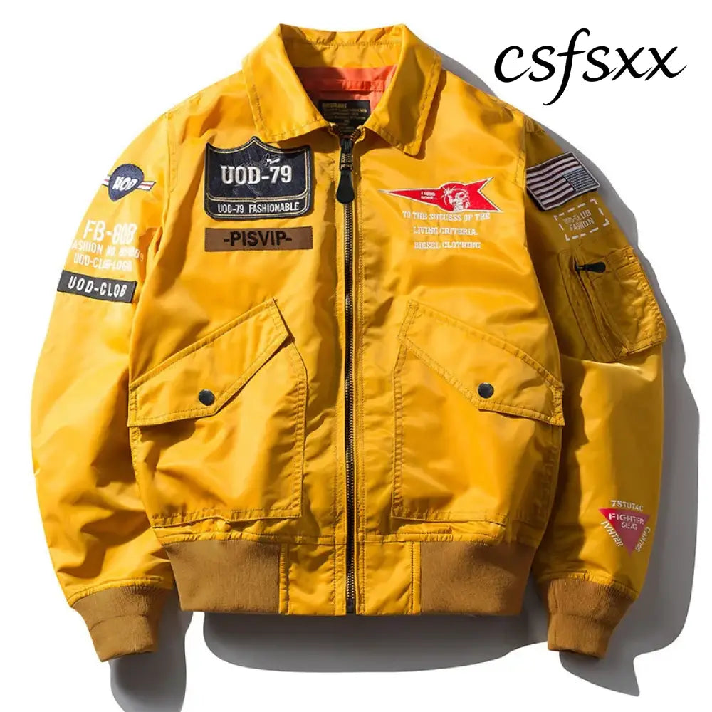 Spring Autumn Male Jackets Thin Army Green Motorcycle Ma-1 Aviator Pilot Air Men Bomber Jacket Embroidery Lapel